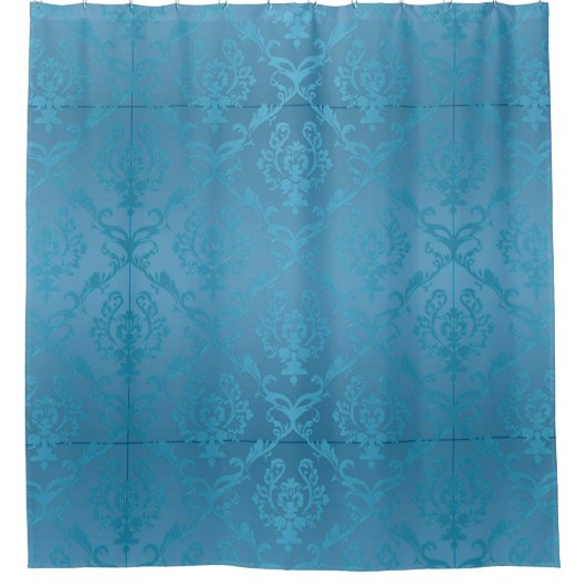  moderne Glam Turquoise Damask Douchegordijn (Voorkant)