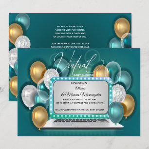 Moderne Glam Virtual Baby Boy Shower Blauwgroen Kaart