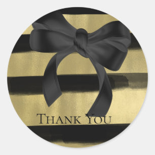 Moderne Glam Zwart Boog Goud Verf Streek Streep Ronde Sticker