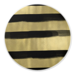 Moderne Glam Zwart & Goud Kwast Streep Chic Keramische Knop