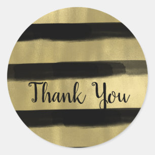 Moderne Glam Zwart & Goud Verfstreek Streep Ronde Sticker