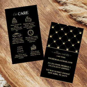 Moderne Glam Zwart Gouden Kroon Cake Care Visitekaartje