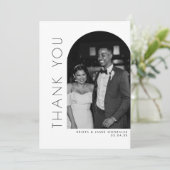 Moderne Glam Zwart & Wit Boog Foto Bruiloft Bedankkaart (Staand voorkant)