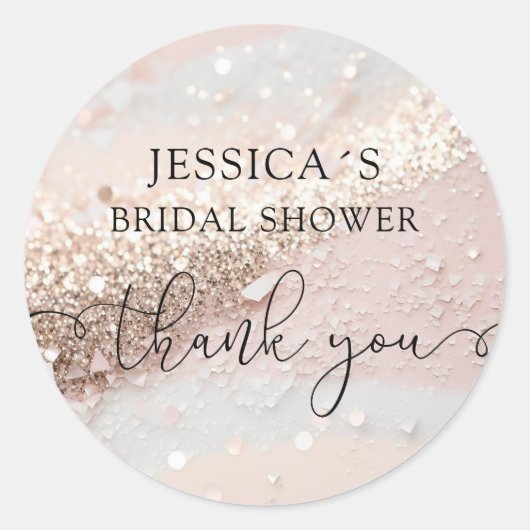 Moderne Glamour Glitter Classic Round Sticker (Voorkant)