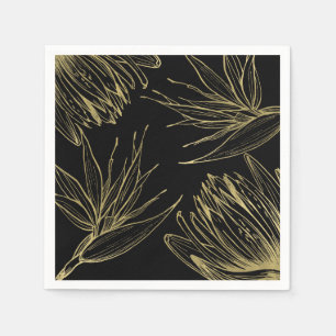 Moderne glamour goud & zwart tropisch botanisch bl servet