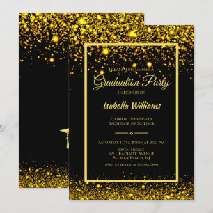 Moderne glamour gouden glitters eindexamenfeest kaart
