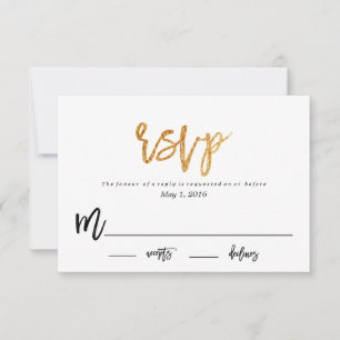 MODERNE GLAMOUR TROUWEN antwoord RSVP kaart