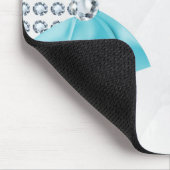 Moderne glamour turkoois lint en diamanten muismat (Hoek)