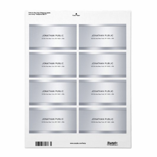 Moderne Glamour Zilver Elegant Professioneel Etiket (Full Sheet)
