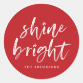 Moderne glans helder script rode vakantie ronde sticker (Voorkant)