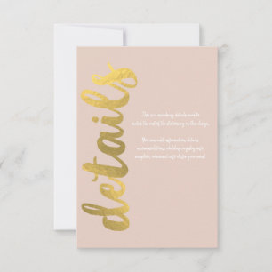 Moderne Glanzende Nep Folie Goud Beige Trouwdetail RSVP Kaartje