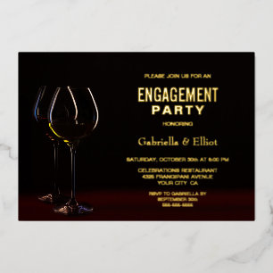 Moderne Glass Gold Text Engagement Party Folie Uitnodiging