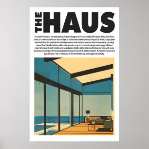 Moderne glazen huis kunstprint minimalistisch poster