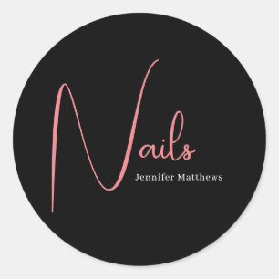 Moderne glazen roze neon schoonheidstechnicus ronde sticker