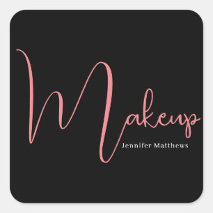 Moderne glazen roze neon schoonheidstechnicus vierkante sticker