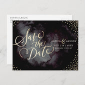 Moderne glazen zwarte goudkalligrafie, bespaart u aankondigingskaart (Voorkant / Achterkant)