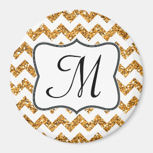 Moderne Glitte Chevron Monogram Initiaal Magneet