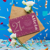 Moderne Glitter 21e Verjaardagsfeest Elegante Typo Kaart