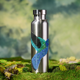 Moderne glitter blauwe kolibrie waterfles