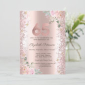 Moderne Glitter Confetti Roos Gouden Rozen 65e Kaart (Staand voorkant)