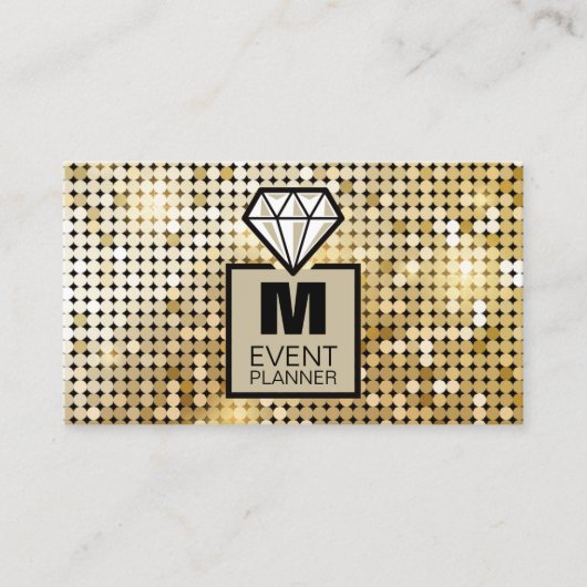 Moderne Glitter Diamond Event Planner Professional Visitekaartje (Voorkant)
