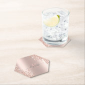 Moderne Glitter Drift Roos Gold Monogram Kartonnen Onderzetters (Insitu)