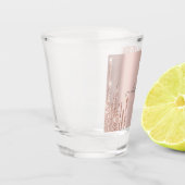 Moderne Glitter Drift Roos Gold Monogram Shot Glas (Links)