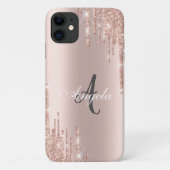 Moderne Glitter Drips Roze Goud,Monogram Case-Mate iPhone Case (Achterkant)