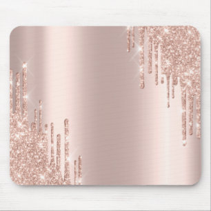 Moderne Glitter Drips Roze Goud Muismat