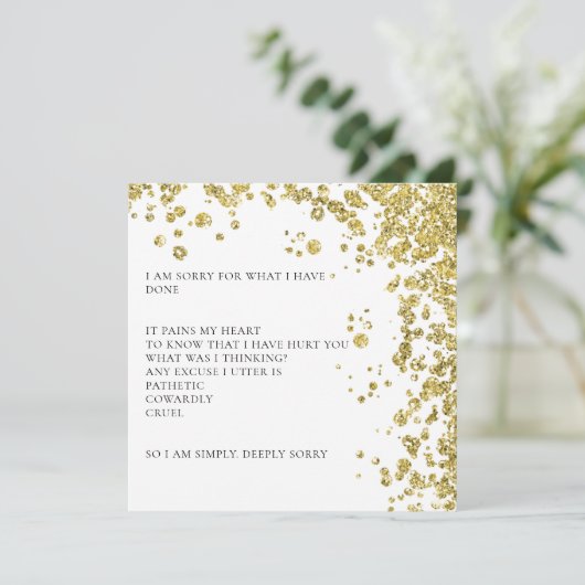 Moderne glitter en diamanten... het spijt me dat i bedankkaart (Staand voorkant)