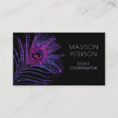 Moderne Glitter Feather Event Coordinator Planner Visitekaartje (Voorkant)