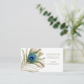 Moderne Glitter Feather Event Coordinator Planner Visitekaartje (Staand voorkant)