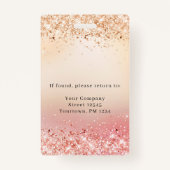 Moderne Glitter Gold Employee Photo ID Badge (Achterkant)