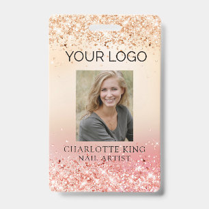 Moderne Glitter Gouden Personeelsfoto ID-badge Badge