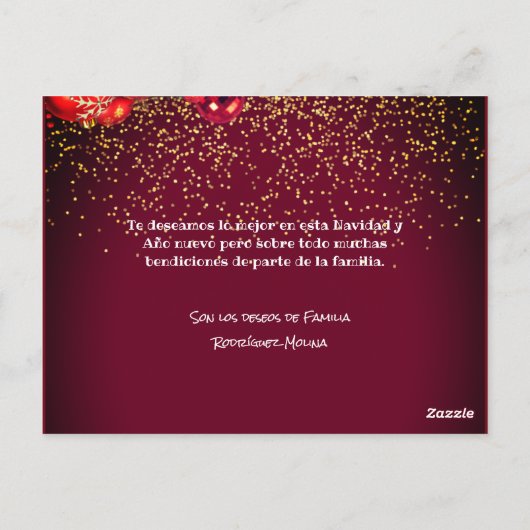 Moderne Glitter Lettering Kerstmis Feliz Navidad Briefkaart (Achterkant)