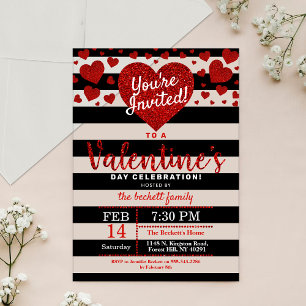 Moderne Glitter Love Hearts Valentijnsdag Party Acryl Uitnodigingen
