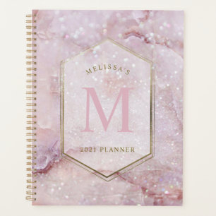 Moderne Glitter Marble Monogram Kalender & Planner