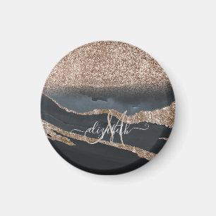 Moderne Glitter Marmeren Monogram Magneet