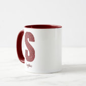 Moderne Glitter Monogram S Mok met Naam (Voorkant links)