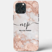 Moderne Glitter Ombre Marble Chic Monogrammed Case-Mate iPhone Case (Achterkant)