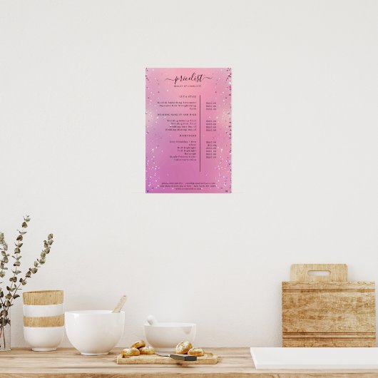 Moderne Glitter Price List Poster (Keuken)