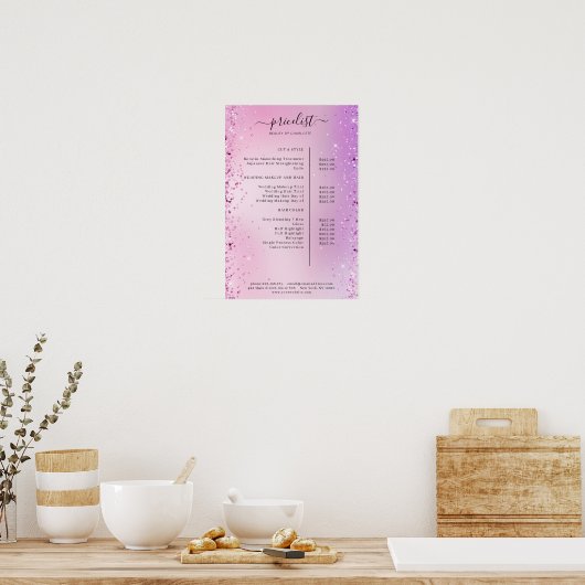 Moderne Glitter Price List Poster (Keuken)