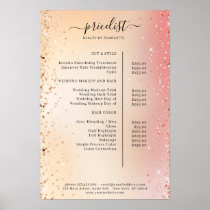 Moderne Glitter Price List Poster