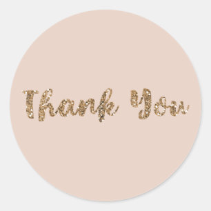 Moderne Glitter Roze Goud Blush Glam Dank Je Ronde Sticker