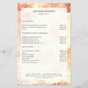 Moderne Glitter Salon Prijslijst Flyer