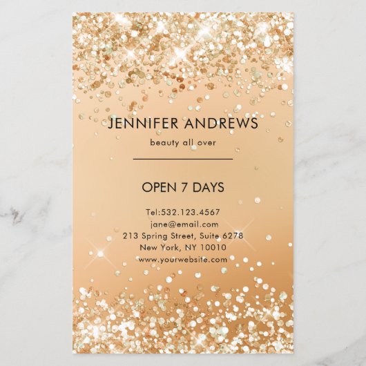 Moderne Glitter Salon Prijslijst Flyer (Achterkant)