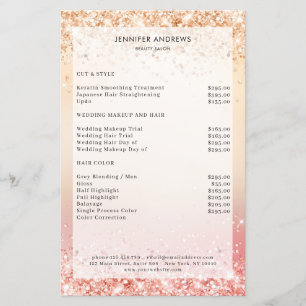 Moderne Glitter Salon Prijslijst Flyer