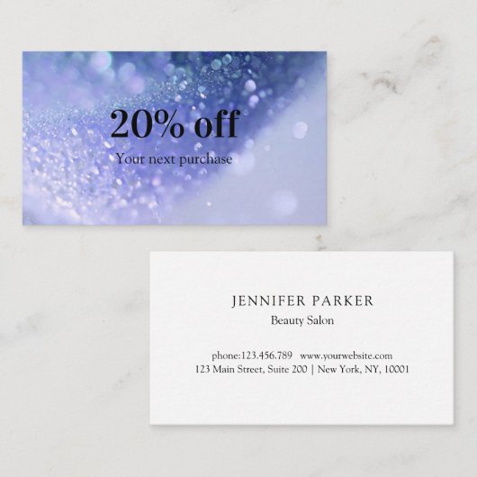 Moderne Glitter Salon & Spa Visitekaartje (Voorkant / Achterkant)