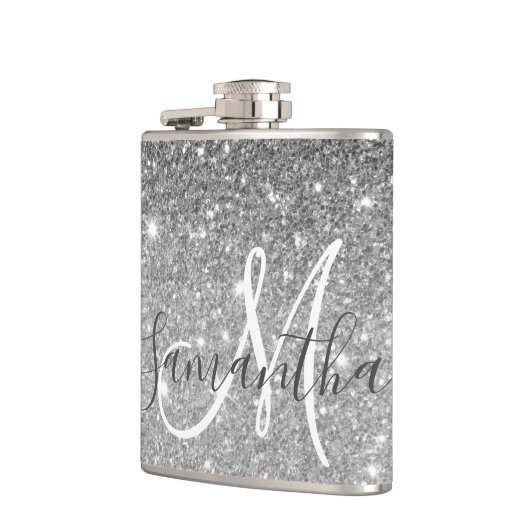 Moderne Glitter Sparkles Persoonlijk Heupfles (Links)