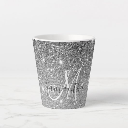 Moderne Glitter Sparkles Persoonlijk Latte Mok (Voorkant)
